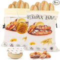 2-Pack Reusable Beeswax Bread Bags for Homemade Bread Sourdough, 2 Natural Beeswax 100% Linen Moisture-proof Lined Storage Bags with Buckle& 1 Bowl Covers –Keeps Bakes Fresh Longer (Bread print color)