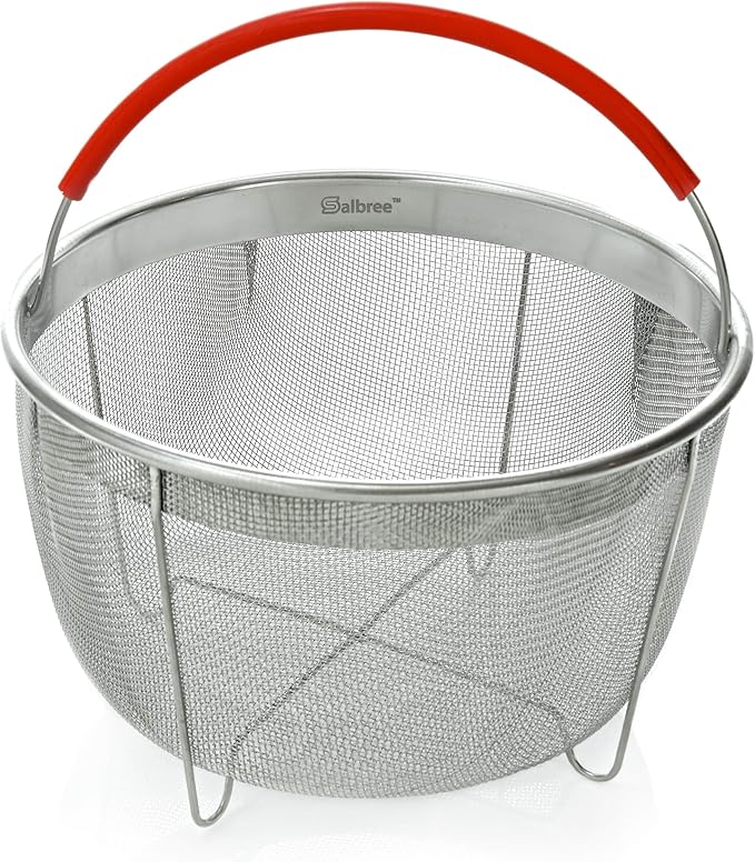 Original Salbree Steamer Basket for 3 qt quart Instant Pot Accessories, Stainless Steel Strainer and Insert fits IP Insta Pots, Instapot, Other Pressure Cookers, with Silicone Handle [6qt 8qt avail]