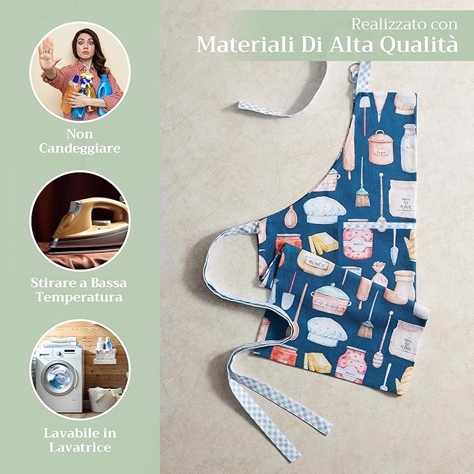 Maison d' Hermine 100% Cotton Apron for women with Pocket Kitchen Chef Apron for Men Cooking Gardening Server Waitress