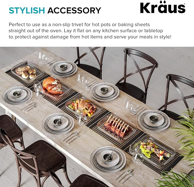 Kraus Multipurpose Workstation Sink Roll-Up Dish Drying Rack, Colander and Trivet in Black, KRM-11BL