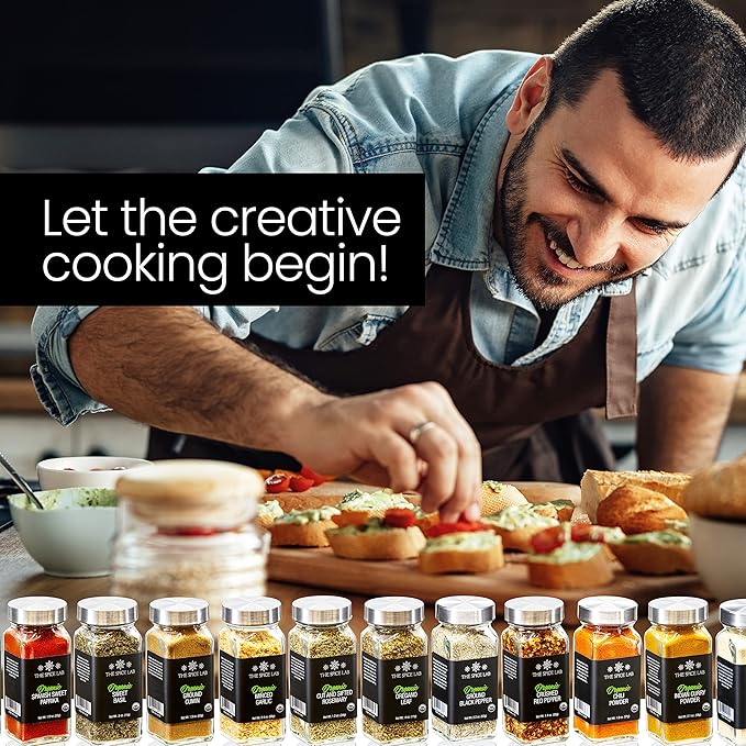 The Spice Lab Complete Organic Spices and Seasonings Set - 18 Jar Spice Kit Variety Pack - Complete Starter Set Great BBQ, Grilling and Gift Sets - Ultimate Culinary Cooking Spices Set