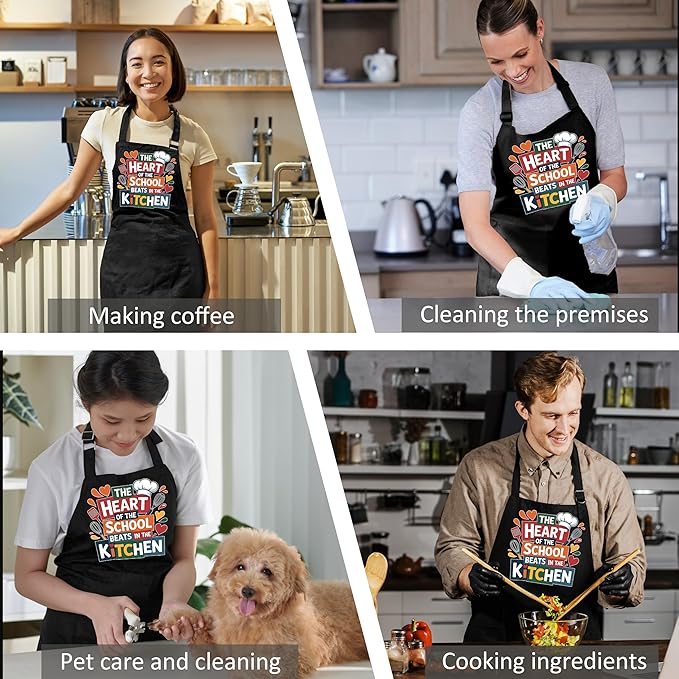 Funny Cafeteria Crew Aprons with Pockets, Cafeteria Worker Staff Appreciation Gifts