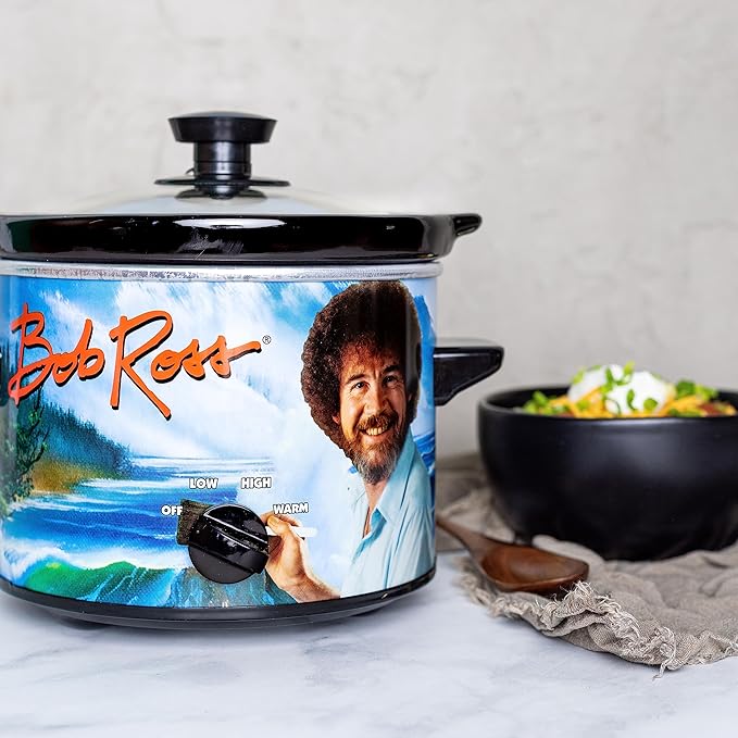 Uncanny Brands Bob Ross 2 Quart Slow Cooker- Happy Little Tree Appliance