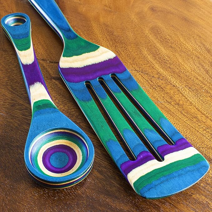 Totally Bamboo Baltique Mumbai Collection 2 Piece Cooking Utensil Set, Spurtle & Measuring Spoon