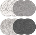 8 Inch Cotton Rope Trivets for Hot Dishes Set of 8 Heat Resistant Mats for Countertop Potholders for Kitchens Trivets for Hot Pots and Pans and Quartz Countertops Farmhouse Kitchen Décor, Grey Set