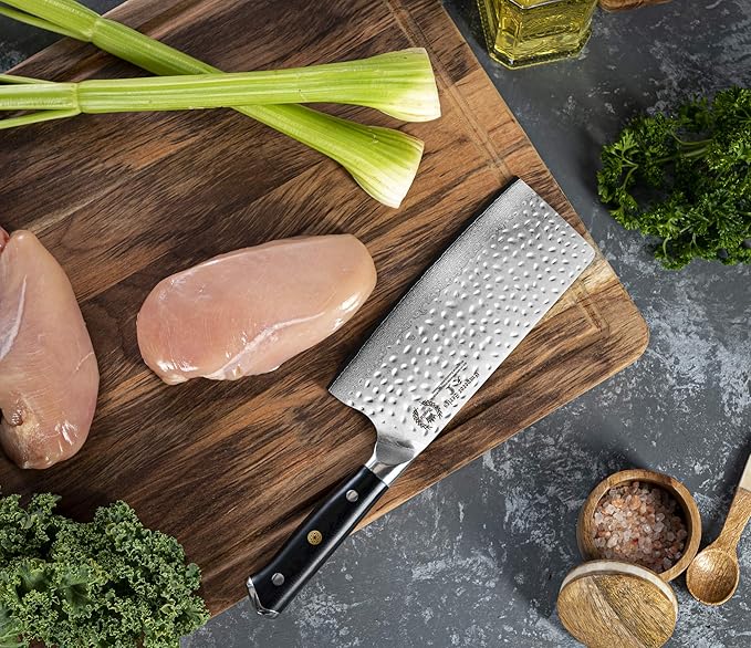 Regalia Chinese Meat Cleaver Butcher Knife 7 inch: Heavy Duty Professional Japanese AUS-10 67-Layer Damascus Steel Ultra Sharp Blade Vegetable Chopper w/G-10 Ergonomic handle Knives