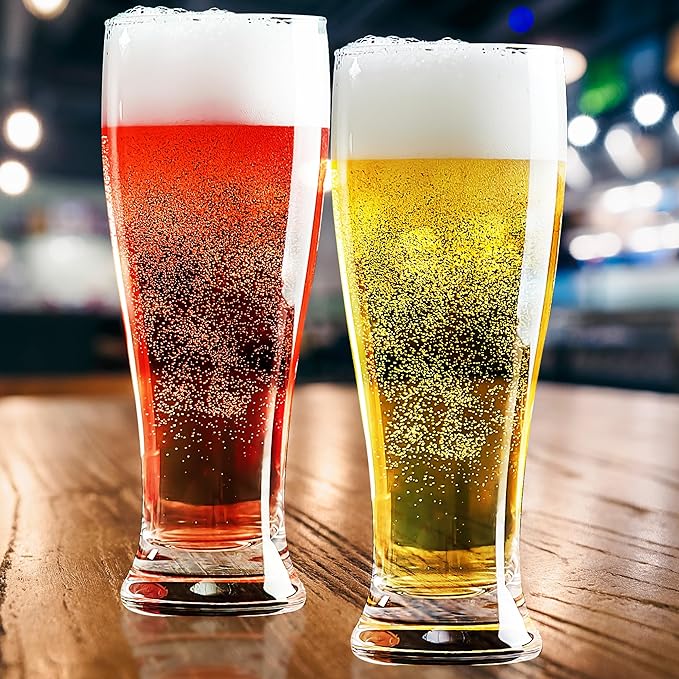 Beer Glasses Set of 6 14oz Pint Glasses Tall Beer Cups Drinking Glasses for Cold Beverages Classic Beer Drinking Glasses Set for Party