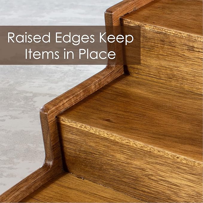 TB Home Acacia Wood 3 Tiered Spice Rack, 3 Tier Spice Organizer for Cabinet or Kitchen