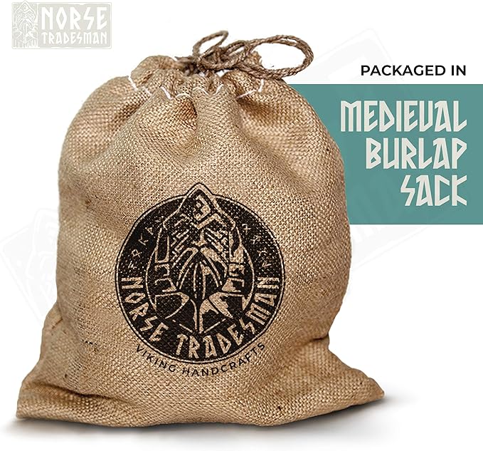 Norse Tradesman Genuine 12" Ox-Horn Viking Drinking Horn with Fitted Stand & Burlap Gift Sack - The Original, 12-Inches, Low Polish