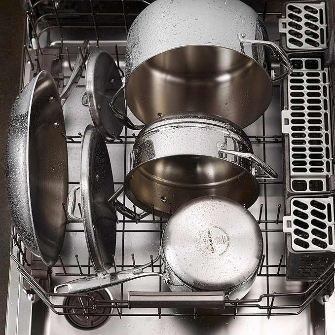 Tramontina Signature Tri-Ply Clad Stainless Steel 4-Quart Sauce Pan with Lid, Induction-Ready, Dishwasher-Safe, NSF-Certified, Made in Brazil