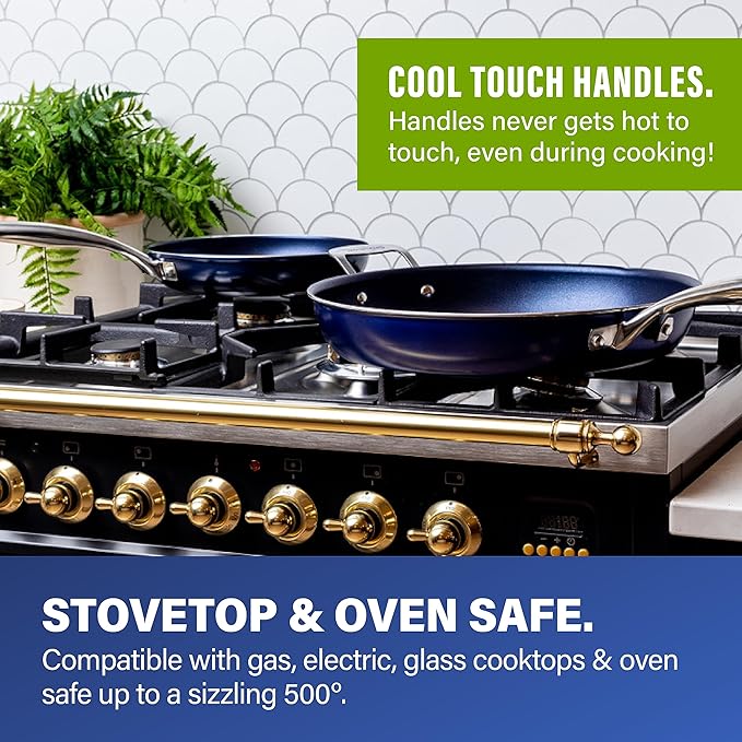 Granitestone Ceraluxe 20Pcs Ceramic Cookware Set Nonstick, Complete Pots and Pans Set Non Stick with 5 Pc Bakeware Set, Deep Frying Pan Set, & Steamer, Non Toxic PFOA Free, Oven & Dishwasher Safe