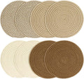 10 Inch Cotton Rope Trivets for Hot Dishes Set of 8 Heat Resistant Mats for Countertop Potholders for Kitchens Trivets for Hot Pots and Pans and Quartz Countertops Farmhouse Kitchen Décor, Mixed Brown