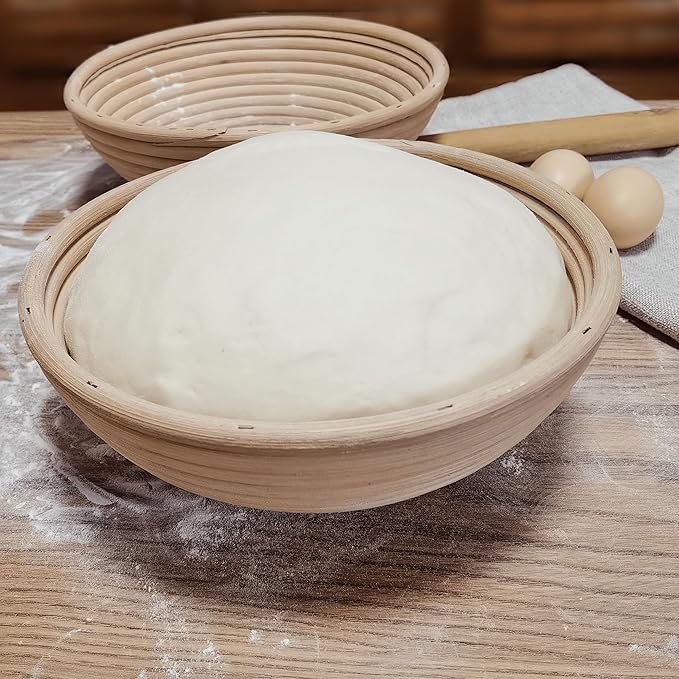 Banneton Bread Proofing Basket set of 3, 9 Inch Round Sourdough Proofing Baskets with Liner,Dough Proofing Bowls,Made of Natural rattan,for Sourdough Bread Baking Supplies