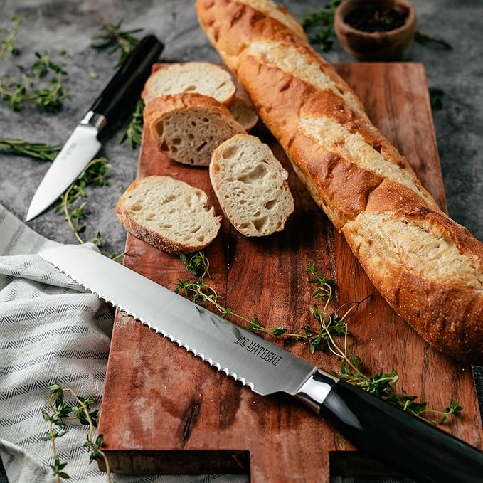 Yatoshi Kitchen Knife Set - 3 Piece, Ultra Sharp High Carbon Stainless Steel, Full Tang