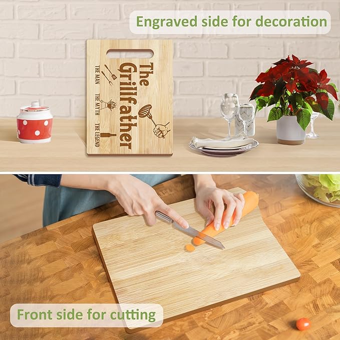 Dad Gifts, Christmas Dad Gifts from Daughter Son, Wooden Cutting Board Utensils Set with Apron, Great Daddy Christmas Stocking Stuffer Father's Day Birthday Kitchen Present
