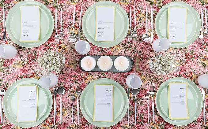 [30 Pack 10.7''] Mint Green Plastic Party Plates Edge Collection Premium heavyweight Elegant Disposable Tableware Dishes