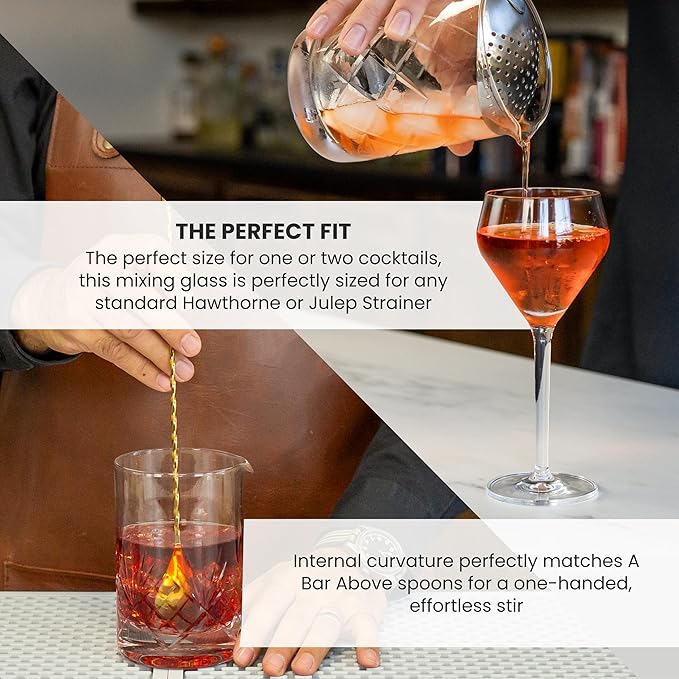 A Bar Above Cocktail Mixing Glass, Diamond Deco Crystal Stirring Pitcher, Thick Weighted Base for Stable Stirring, 18 Oz Drink Mixer, Bar Accessories, Ideal for Craft Cocktails at Home or Bars