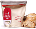 KNEADACE Reusable Bread Bags for Homemade Bread -Stylish Sourdough Bread Storage with Roll-Top Design, 100% Cotton & Food-Safe Lining, Freezer & Refrigerator Friendly, Gift for Bakers (Gray/Cream)