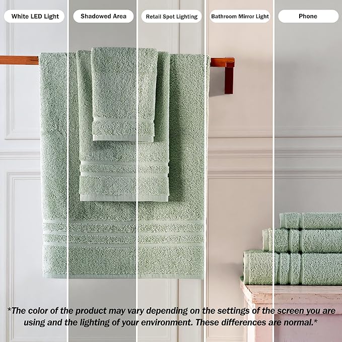 Hammam Linen Washcloth Set Premium Original Turkish Cotton, Hotel Quality for Maximum Softness & Absorbency for Face, Hand, Kitchen & Cleaning (Green, Washcloth Set, 13 in X 13 in)