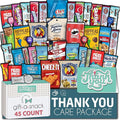 Gift A Snack - Thank You Snack Box Variety Pack Care Package + Greeting Card (45 Count) Appreciation Sweet Treats Gift Basket, Candies Chips Crackers Bars - Cravy Food Assortments & Variety Gifts