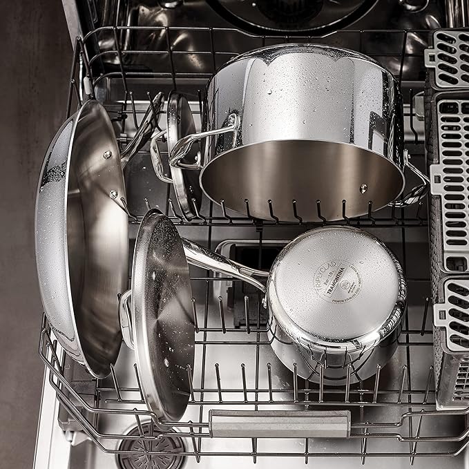 Tramontina Signature Tri-Ply Clad Stainless Steel 12-Inch Large Frying Pan, Induction-Ready Skillet, Dishwasher-Safe, NSF-Certified, Made in Brazil