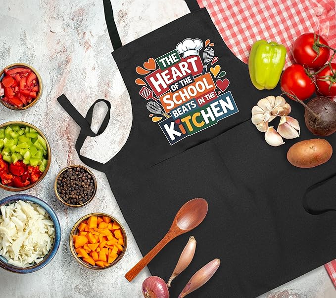 Funny Cafeteria Crew Aprons with Pockets, Cafeteria Worker Staff Appreciation Gifts