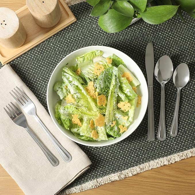 Gibson Home Aston 45-Piece Stainless Steel Flatware Set with Tray and Serving Utensils – Silverware Service for 8