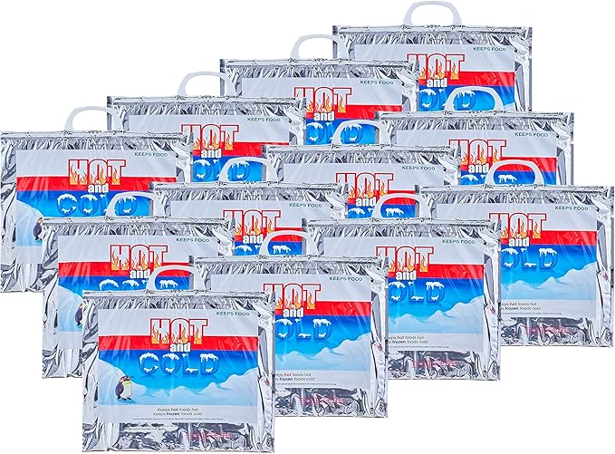 Superio Hot and Cold Insulated Bags for Food Delivery, Grocery Shopping Bags, Food Storage for Hot and Frozen Food for Travel, Disposable Cooler Bag