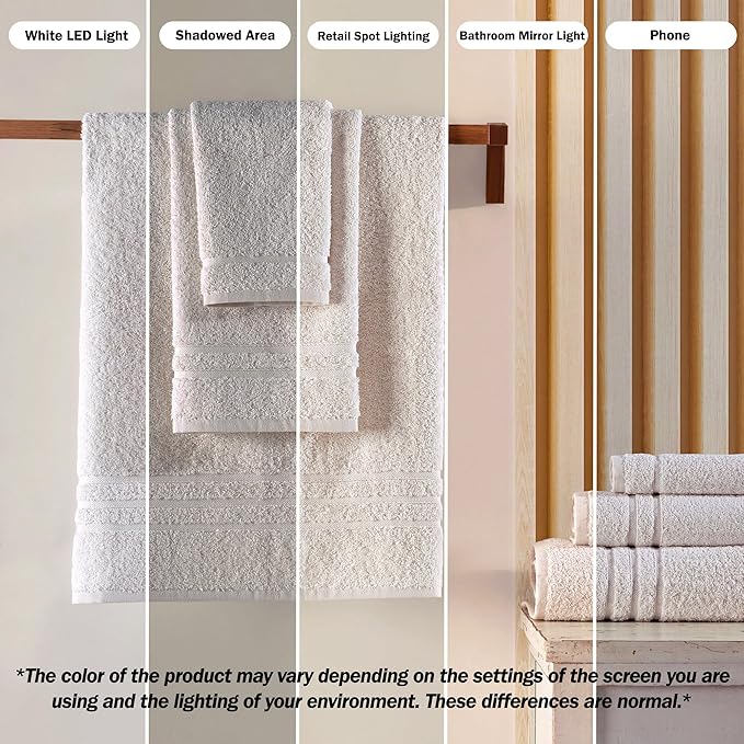 Hawmam Linen Sea Salt Cream Hand Towels 4 Pack Turkish Cotton Premium Quality Soft and Absorbent Small Towels for Bathroom