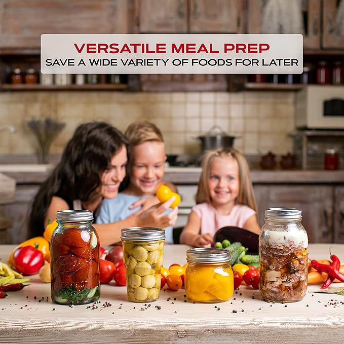 FORJARS - Canning Lids Regular Mouth, 50-Pack – Create Airtight Seals on Mason Jars to Preserve Food for Meal Prep & Food Storage – 2.7 In. Steel Lids with Silicone Seals – Canning Supplies