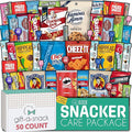 Gift A Snack - Holiday Christmas Stocking Stuffers, Snack Box Variety Pack Care Package + Greeting Card (50 Count) Xmas Birthday Sweet Treats Gift Basket, Candies Chips Crackers Bars