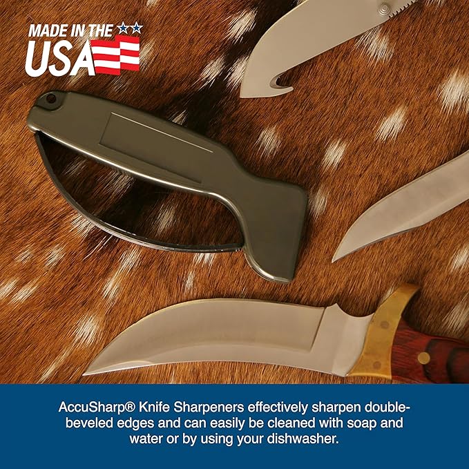 AccuSharp Knife Sharpener, Ergonomic Comfortable Handle, Compact & Easy to Use, Restore and Hone Straight & Serrated Knives, OD Green