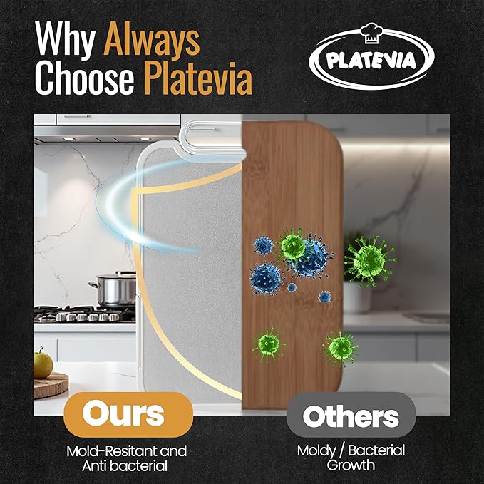 Titanium Cutting Board for Kitchen – Dual-Sided Scratchless Pure Titanium & PP Surface, Non-Slip, Rust-Proof, Odor Resistant, Dishwasher Safe Premium Chopping Board for Meat & Vegetables