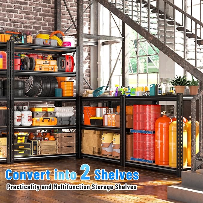 Bepatio Garage Shelving 2020LBS Storage Shelves 72.05" H Metal Shelving Heavy Duty Pantry Shelves Adjustable Garage Shelf for Kitchen Warehouse Basement, 35.43" W x 11.81" D x 72.05" H