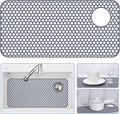 Silicone Sink Protectors for Kitchen Sink - 28.4"x 14.3" Kitchen Protector Accessory, Non-Slip Heat Resistant Mat for Bottom of Farmhouse Porcelain Stainless Steel (Top Right Drain Hole,Gray)