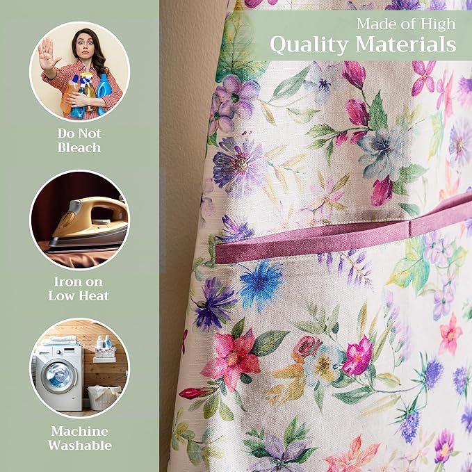 Maison d' Hermine 100% Cotton Apron for women with Pocket Kitchen Chef Apron for Men Cooking Gardening Server Waitress