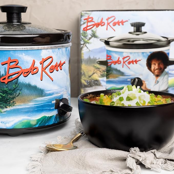 Uncanny Brands Bob Ross 2 Quart Slow Cooker- Happy Little Tree Appliance