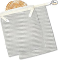 BRONYPRO Reusable Beeswax and Linen Bread Bags, 2-Pack Waxed Bread Bags for Homemade Bread & Sourdough, Sustainable Sourdough Loaf Storage to Lock in Freshness, Large 17x12.6in, Grey
