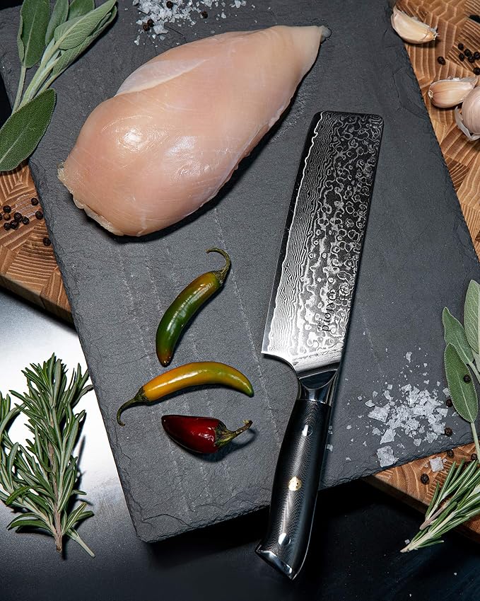 Oxford CHEF Nakiri Chef Knife 6.5 Inch - Damascus Japanese VG10 Super Steel 67 Layer High Carbon Stainless Steel
