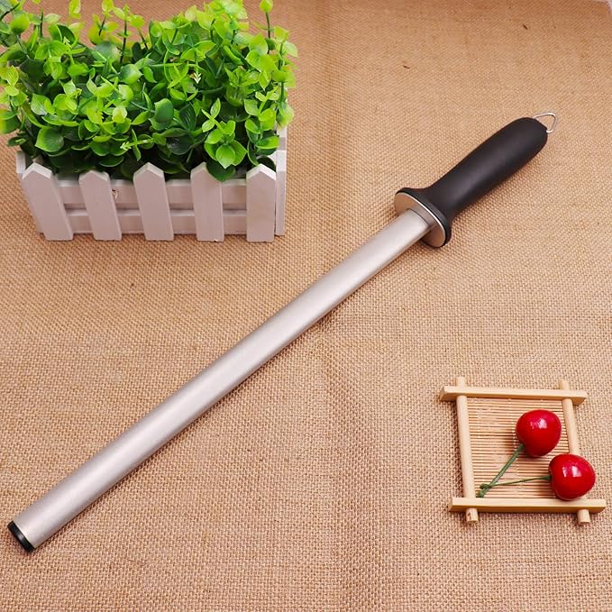 Wiitek 10inch Diamond Houselold Sharpening Rod, Professional Kitchen Knife Sharpener Steel, Premium Knife Blades Honer, Ideal for Kichen, Master Chef, Home Cooking and Hunting, 600# Grit, Oval