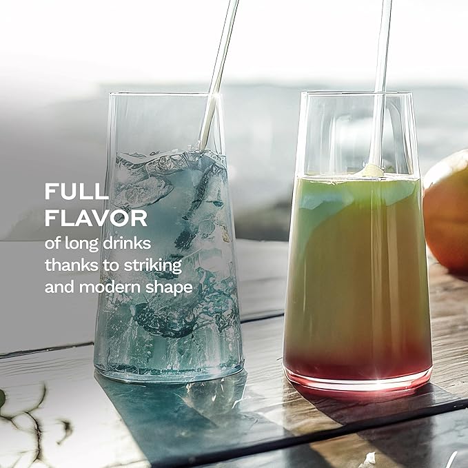 Stölzle Lausitz Longdrink Glasses Power Set of 6, 15 1/2 oz – Elegant Highball Cocktail Glasses for Drinks, Water & Juice – Premium Crystal Longdrink Tumblers – Dishwasher- & Shock-Resistant