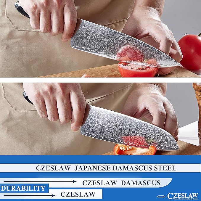 Knife Set 3 Piece, Japanese Damascus Kitchen Knife Set, Professional Sharp Black Cooking Chef Knife, Use Premium Damascus Steel Forge, With Ergonomic ABS Handle