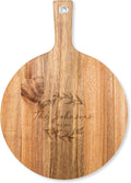 Weddingstar Personalized Wooden Round Cutting Board or Serving Board with Handle 12" x 16.5" - Signature Script Etching