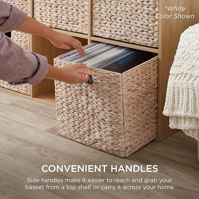 Best Choice Products 13x13in Pack of 5 Cube Storage Baskets, Water Hyacinth Multipurpose Collapsible Organizers, Handwoven Laundry Totes for Laundry, Living Room, Kids Room & Nursery - Chestnut