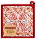 Maison d' Hermine Pot Holders 100% Cotton Heat Resistant Potholders 8" x 8" Hot Pads with Loop for Thanksgiving Christmas Decorations BBQ Cooking Baking Handling Hot Pans (Pack of 1, Orient)