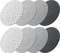ME.FAN 8 Inch Trivets for Hot Dishs, 8 Set Cotton Thread Weave Trivets for Hot Pans, Potholders, Large Coasters, Hot Pads, Hot Mats to Protect Desktop & Countertop, Kitchen Essentials Grey