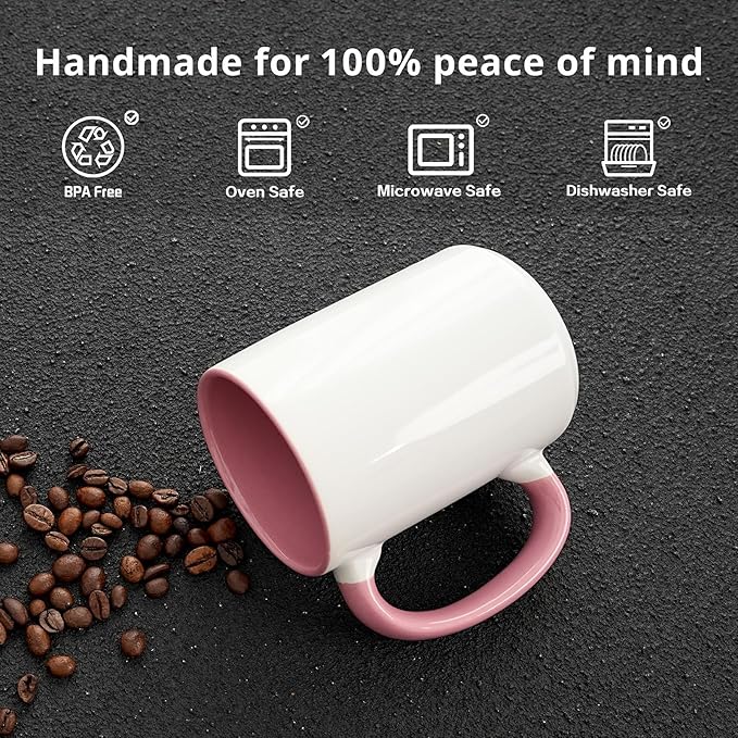 Ceramic 15oz Sublimation Coffee Mug, Pink, Case of 24