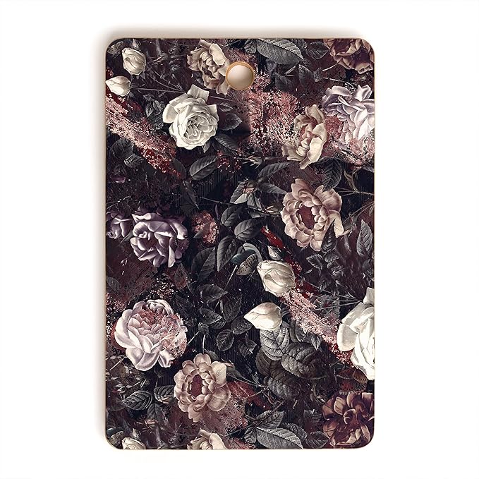 Society6 Bamboo Cutting Board- Kitchen Decor by Burcu Korkmazyurek - Unique Cutting Boards for Kitchen, 16" x 10.5" x 0.5", Exotic Garden - Night III