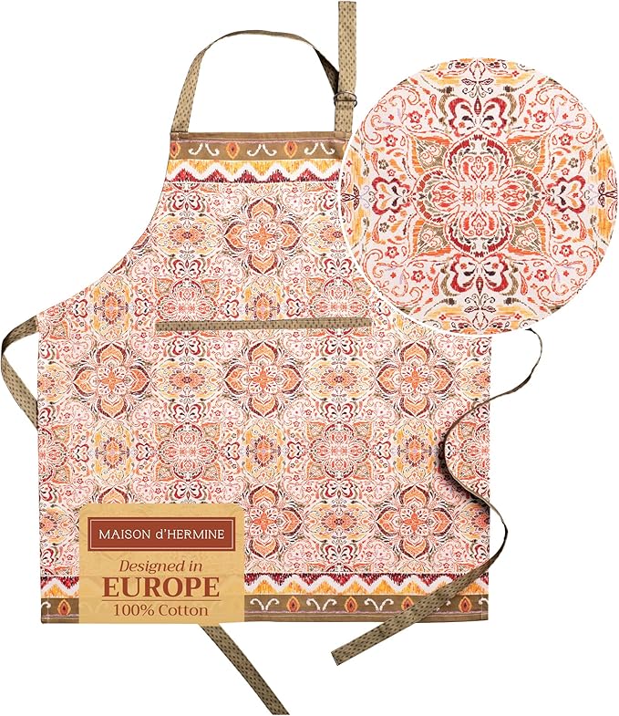 Maison d' Hermine 100% Cotton Apron for women with Pocket Kitchen Chef Apron for Men Cooking Gardening Server Waitress