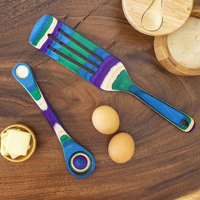 Totally Bamboo Baltique Mumbai Collection 2 Piece Cooking Utensil Set, Spurtle & Measuring Spoon